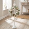 Soporte para coronas de metal blanco Shabby Chic con 4 ganchos de 76 cm de alto | Floristik24.es