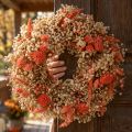 Corona decorativa flores secas corona de flores naranja crema Ø25cm | Floristik24.es