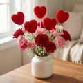 Tapón de flores corazón decorativo tapón de corazón rojo 6x6cm H26cm 18 piezas | Floristik24.es