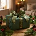 Cinta decorativa navideña con estrellas verde dorado A25mm L15m | Floristik24.es