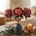 Protea decorativa artificial flores artificiales rojo-naranja 34cm 3 piezas | Floristik24.es