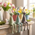 Decoración de conejo de Pascua, conejos sentados, flocados, verde/marrón, 36 cm, 3 piezas | Floristik24.es