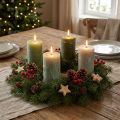 Juego de velas de pilar, 3 colores, verde, velas de color liso, decoración de mesa, 70x120 mm, 12 piezas | Floristik24.es