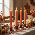 Velas cónicas teñidas de naranja melocotón 34×240mm 4ud | Floristik24.es