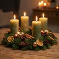 Velas de pilar de color liso, verde oliva, 70×120 mm - Larga duración de combustión 53 h, juego de 4, jaspeadas para decoración y Adviento | Floristik24.es