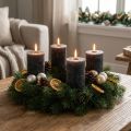 Velas de pilar de color liso, antracita, 70 x 100 mm, juego de 4 – decoración, Adviento, larga duración | Floristik24.es