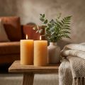Velas de pilar de color sólido, color miel, juego de 2, 85×150 mm, larga duración, crean un ambiente acogedor, decoración de mesa | Floristik24.es