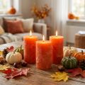Velas lisas naranja 60x100mm 4uds | Floristik24.es