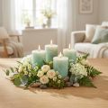 Velas unicolor verde claro 60x80mm 4 piezas | Floristik24.es