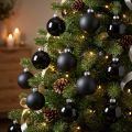 Mini bola de árbol de Navidad, mezcla de decoración para árboles, bolas de Navidad negras H4,5 cm Ø4 cm vidrio real 24 piezas | Floristik24.es