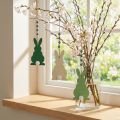 Conejitos de Pascua para colgar, decoración primaveral, colgante, conejitos decorativos, verde, blanco, 3 piezas | Floristik24.es