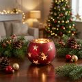 Linterna de cristal candelita de cristal con estrellas rojo Ø9cm H7cm | Floristik24.es