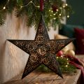 Estrella colgante de Navidad estrella de metal negra Alt. 25,5 cm | Floristik24.es