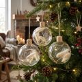 Bolas navideñas bola decorativa de cristal rellena de flores secas Ø8cm 3pcs | Floristik24.es