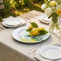 Plato decorativo mediterráneo, plato de metal con rama de limón Ø34cm | Floristik24.es