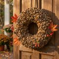 Corona natural, decoración otoñal, bellotas, corona para puerta, corona de pared, bricolaje, Ø30cm | Floristik24.es