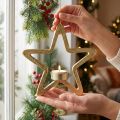 Portavelas decorativo estrella para colgar metal dorado 20cm | Floristik24.es