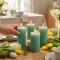 Velas de pilar, color sólido verde jade claro, 70×100 mm, 4 piezas - Velas decorativas de alta calidad para decoración de mesas, Pascua, bodas | Floristik24.es