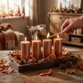 Velas de pilar de color sólido, cobre metálico, decorativas, 50×100 mm, juego de 4 | Floristik24.es