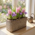 Jardinera Jardinera Cuenco de cerámica Marrón, Blanco 23×11×11cm | Floristik24.es