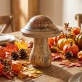 Seta de madera con ranuras Seta decorativa de otoño madera de mango natural 10×Ø8cm | Floristik24.es