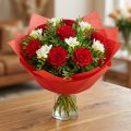 Papel de seda con diseño de flores para puños, color rojo, 37,5 cm, 100 m | Floristik24.es