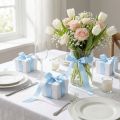 Cinta decorativa para regalo, cinta azul claro, orillo azul, 25 mm, 3 m, 10 unidades | Floristik24.es
