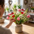 Corazones decorativos con ratones en un palo rojo 12 piezas | Floristik24.es