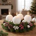Velas de Adviento, diseño de bola de nieve, velas de bola blancas de Ø80 mm, juego de 4, decoración navideña, magia invernal | Floristik24.es