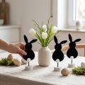 Soporte mesa decoración conejitos de Pascua fieltro negro 28,5cm 4 piezas | Floristik24.es