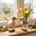 Figura decorativa de pájaro de madera decoración de ventana rosa primavera H15cm 2pcs | Floristik24.es