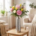 Florero decorativo florero de metal martillado plateado Ø9,5cm H32cm | Floristik24.es