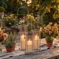 Farol de jardín, luz de viento de metal Ø8,5 cm H23/18,5/14,5 cm, juego de 3 piezas | Floristik24.es