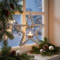 Portavelas decorativo estrella de metal para colgar plateado 24cm | Floristik24.es