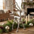 Figura de ciervo decorativa de reno, metal, arcilla gris, óptica, altura 27,5 cm. | Floristik24.es