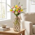 Jarrón decorativo de cristal con botella de macramé yute natural Ø10,5cm H26cm | Floristik24.es