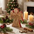 Figura decorativa ángel madera roja, naturaleza 15cm | Floristik24.es