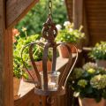 Corona de metal para colgar con gancho marrón oxidado Ø11cm H17cm | Floristik24.es
