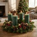Velas de pilar de color liso, verde oscuro, 60×110 mm, juego de 4, decoración rústica, velas de Adviento, larga duración. | Floristik24.es