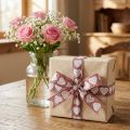 Cinta de regalo corazones cinta decorativa vino rojo marrón 15mm 15m | Floristik24.es