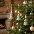 Adornos para árbol de Navidad, abeto para colgar, verde navideño/natural, 10 cm de alto y 24 cm de largo, 4 unidades. | Floristik24.es