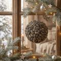Bola decorativa de cono de aliso para colgar, blanca lavada, 20 cm | Floristik24.es