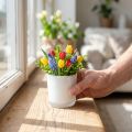 Maceta de cristal Ø7,8cm H8cm blanco | Floristik24.es