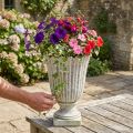 Jardinera decorativa trofeo de piedra fundida antigua gris Ø20cm H30,5cm | Floristik24.es