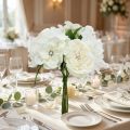 Elegante ramo de novia decorativo con perlas y pedrería, flores artificiales, ramo de flores de seda, decoración de boda blanca y crema, 29cm | Floristik24.es