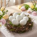 Huevos de Pascua Cerámica Decorativa Huevo con Ranuras Blanco Gris 5×6cm 6uds | Floristik24.es