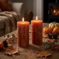 Velas de pilar, juego de 2, naranja oscuro, 85 x 150 mm, color liso, larga duración: velas decorativas para espacios habitables, ocasiones festivas y entornos románticos. | Floristik24.es