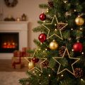 Estrellas decorativas para colgar, adornos para árbol, doradas, Ø12cm, 12 piezas – Adornos navideños brillantes | Floristik24.es