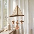 Carillón de viento de madera Velero con pez Blanco H56cm | Floristik24.es