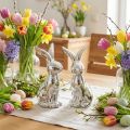 Conejo de Pascua Decorativo Cerámica Conejo Decorativo Sentado Plata 18cm 2 Piezas | Floristik24.es